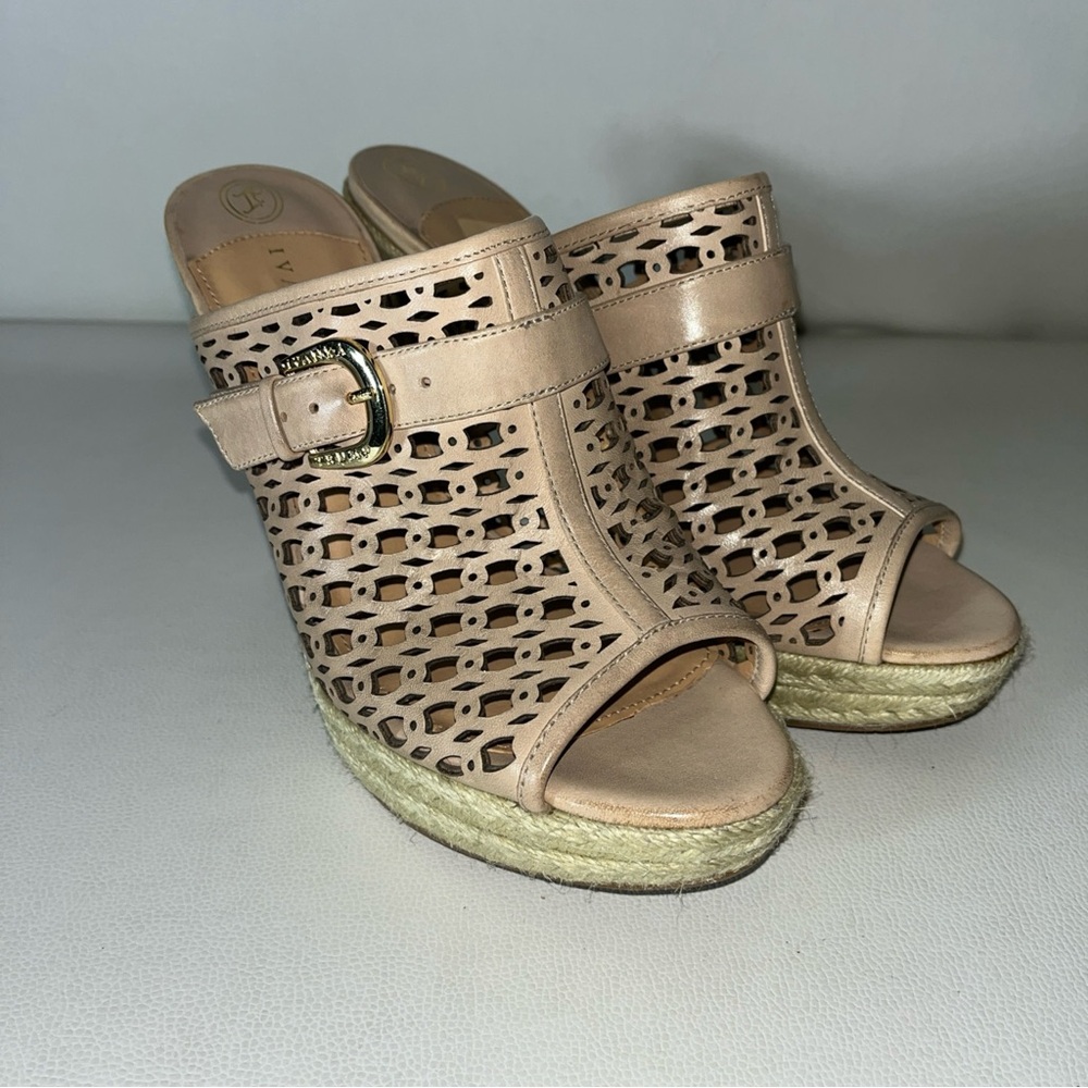 Ivanka Trump Tan Mules with Woven Design